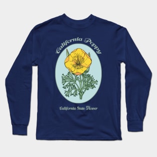 California Golden Poppy retro - vintage design Long Sleeve T-Shirt